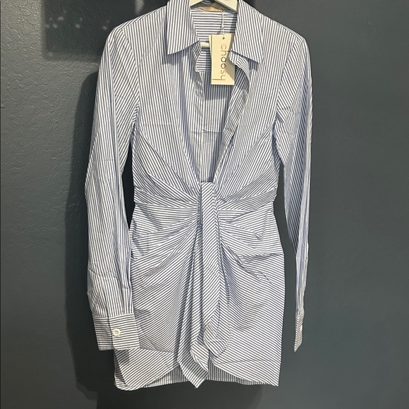 Choosy Crosby St Chic Blue Striped Long Sleeve Dress - Picture 6 of 8